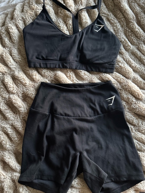 Gymshark Pants - Gymshark Black Racerback Sports Bra & High-Waist Bike Shorts Set